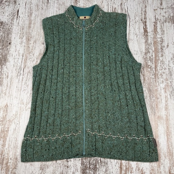 Woolrich Jackets & Blazers - Woolrich Sweater Vest Womens Medium Aquamarine Heather Full-Zip Ramie Wool Blend